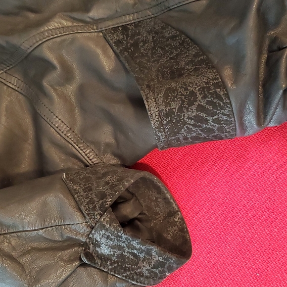 Winlit Black leather dolman batwing sleeve jacket moto Large - Picture 8 of 10